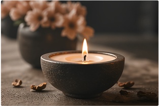 Kerze in warmer ruhiger Atmosphäre